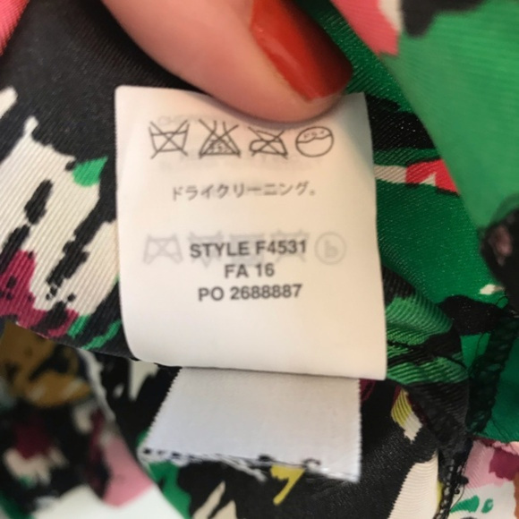 J Crew Silk Ruffle Brushstroke Top Multi Color - Picture 3 of 7